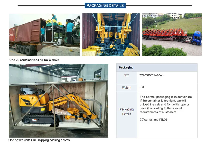 0.25m3 Bucket Capacity 1200kg Mini Excavator with Best Price