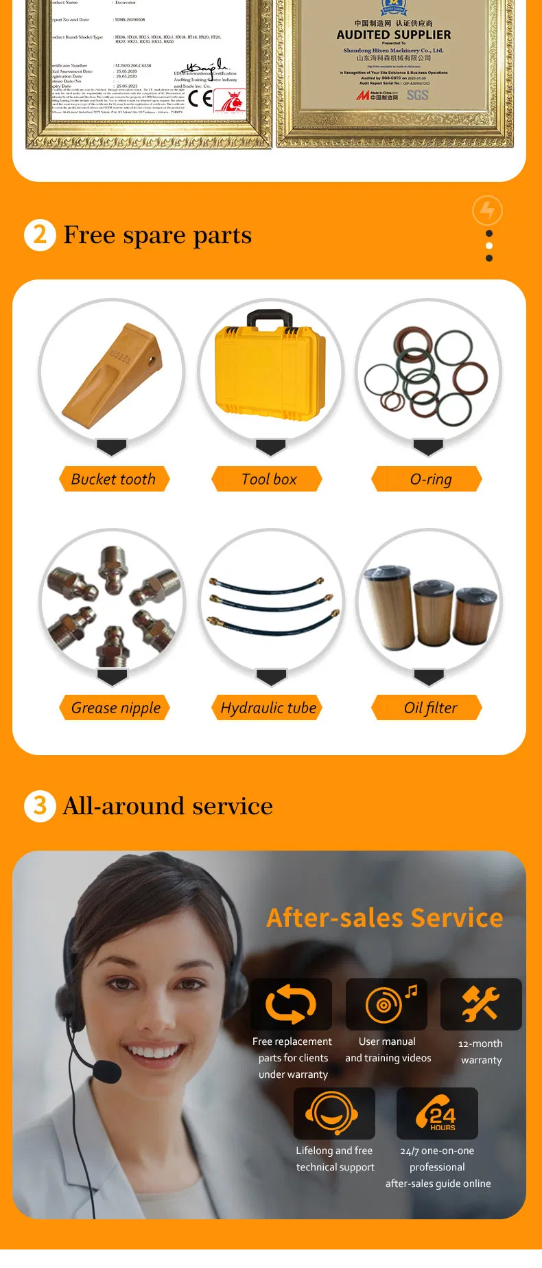 3ton Yuchai Mini Excavator Hx30 Crawler Excavators with Spare Parts for Sale