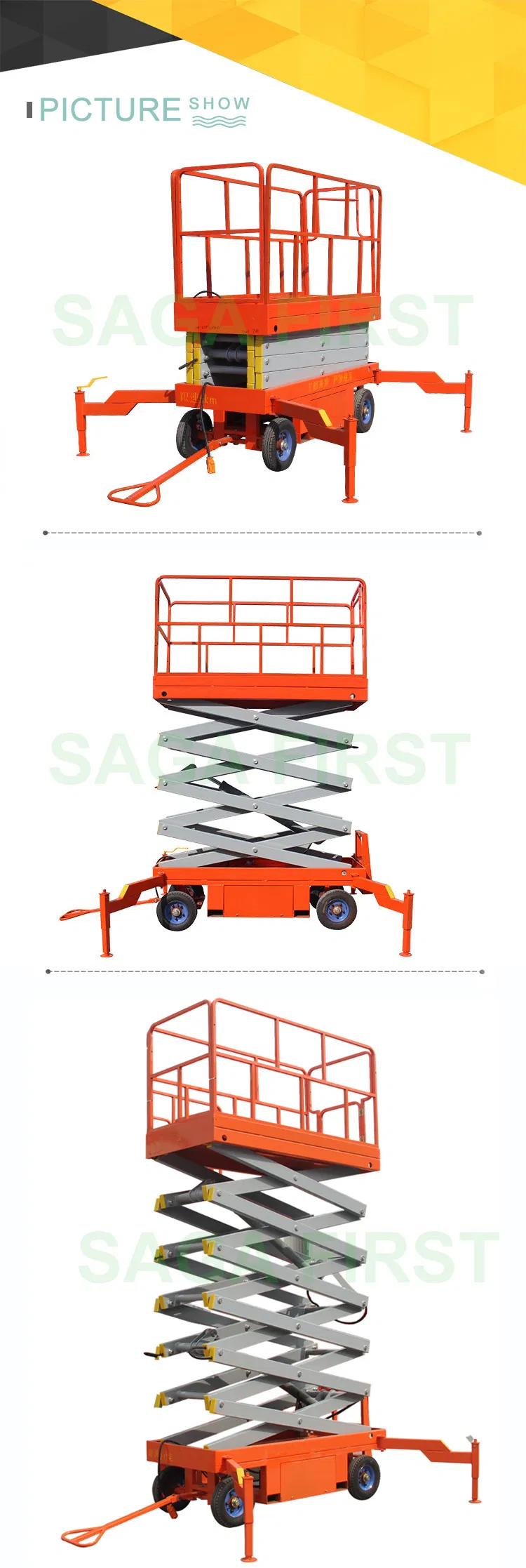 6m-12m 300kg-500kg Hydraulic Electric Scissor Lift Lifting Platform