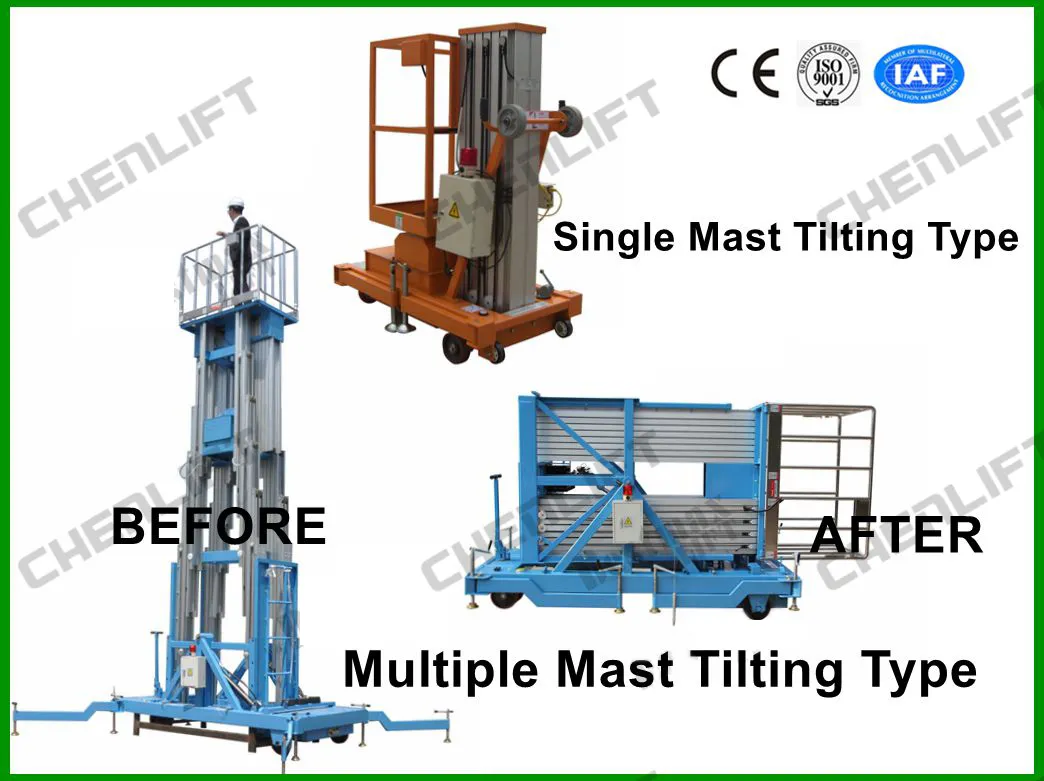 8 Meters Aluminum Alloy Aerial Lift Double Mast Man Lifts