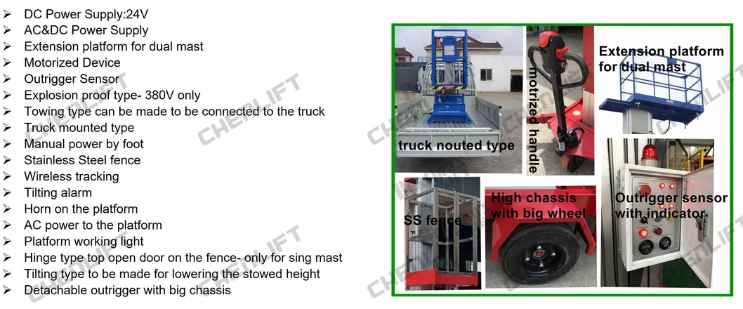 8 Meters Aluminum Alloy Aerial Lift Double Mast Man Lifts