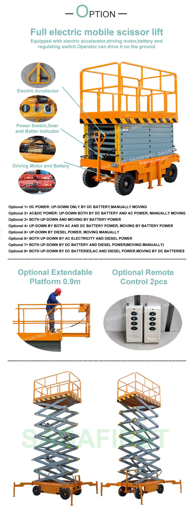 Battery Powered 220V Mobile Electric Mobile Scissor Lift