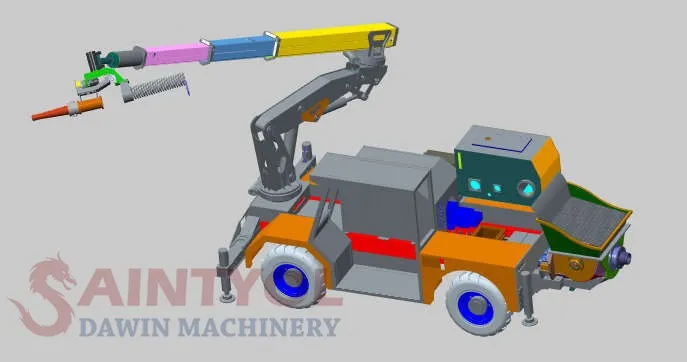 Boom Slewing Radius 1.8m Spraying Height 9m Wet Concrete Shotcrete Pump Robot