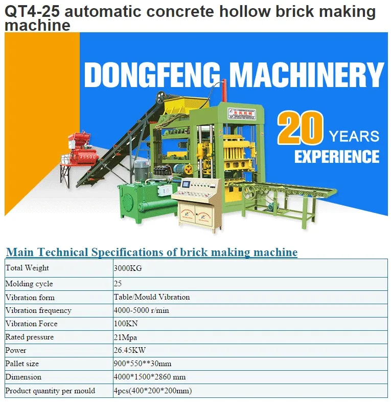 Brick Making Machine Qt4-25 with Good Price and Good Quality