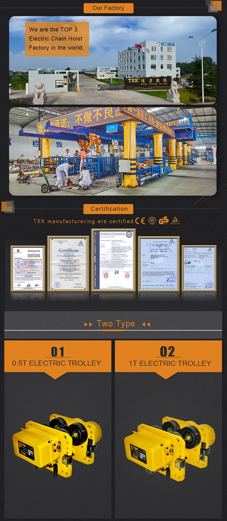 Ce Authorized 0.5 T Electric Trolley