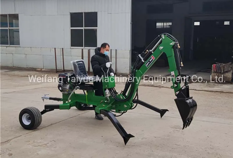 CE Certificated 9HP Petrol Engine ATV Backhoe Excavator, Towable Excavator