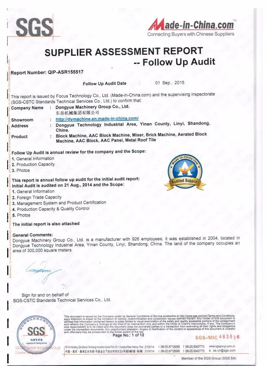 China Good Quality Industrial Concrete Block Making Machine Fly Ash Brick Machinery Price From Dongyue