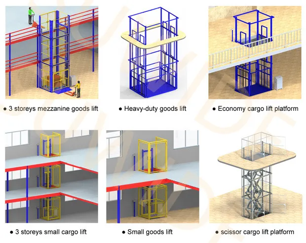 Customizable 1000kg 2000kg 3000kg 5000kg Hydraulic Warehouse Cargo Lift Freight Elevator with Folding Door