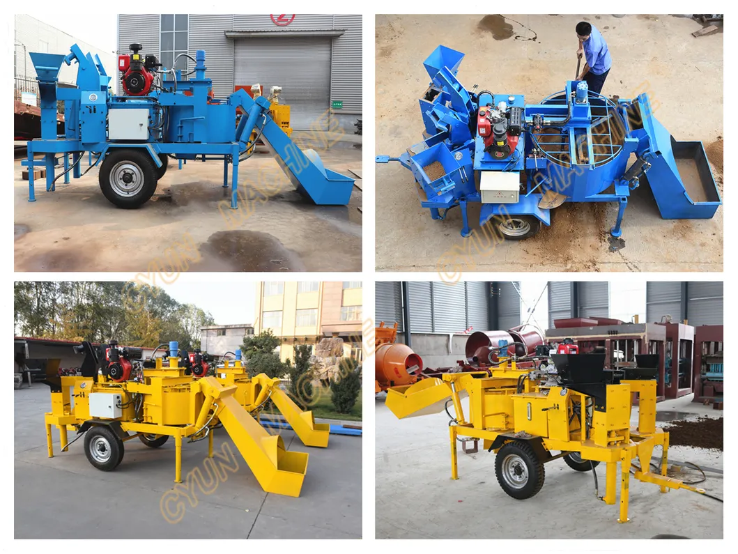 Diesel Type Movable M7mi Twin Interlocking Brick Making Machine China with Wheel