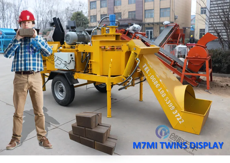 Diesel Type Movable M7mi Twin Interlocking Brick Making Machine China with Wheel