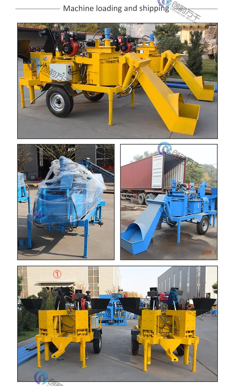Diesel Type Movable M7mi Twin Interlocking Brick Making Machine China with Wheel