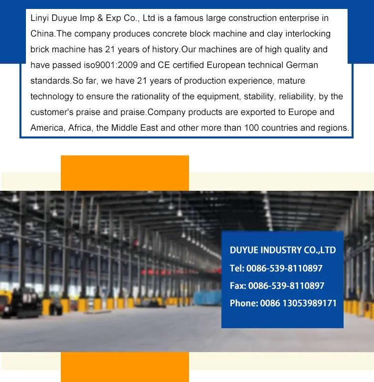 Duyue Qt10-15 Automatic Hydraulic Cement Sand Concrete Block/Brick Making Machine Construction Equipment