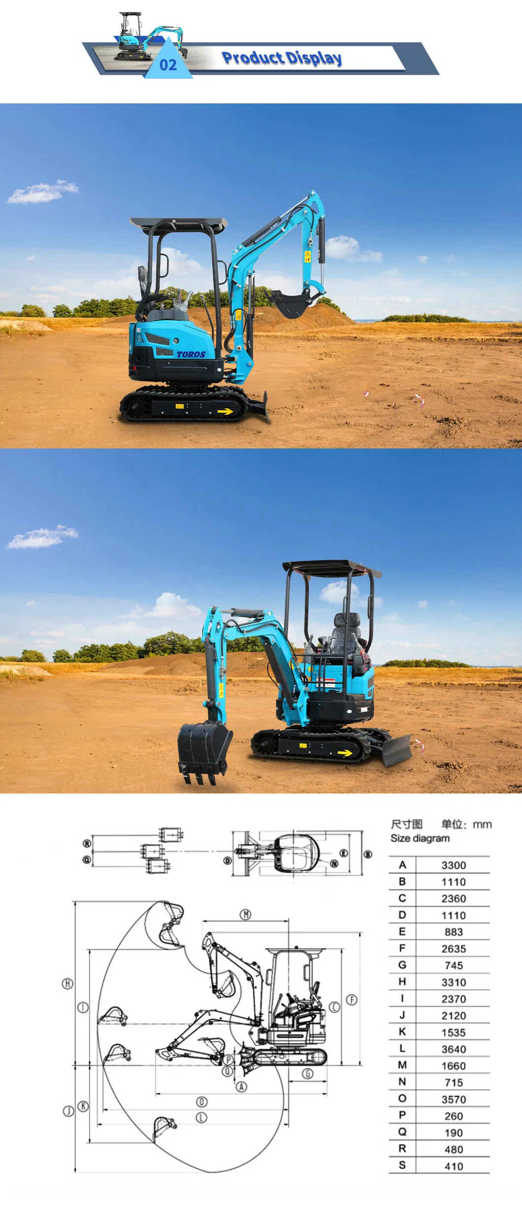Factory Direct Cheap 1.5t Digging Machine Mini Towable Excavator