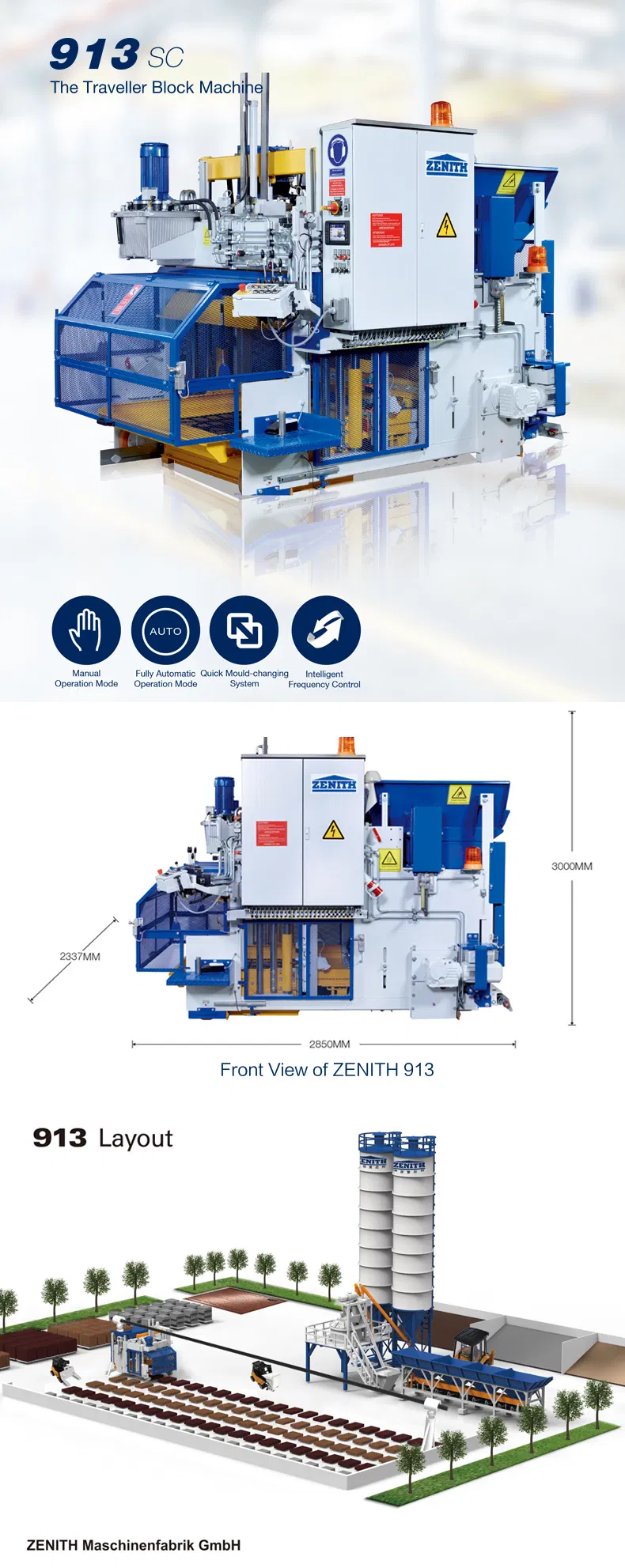Germany Technology Zenith 913 Fully Automatic Block Making Machine for Sale