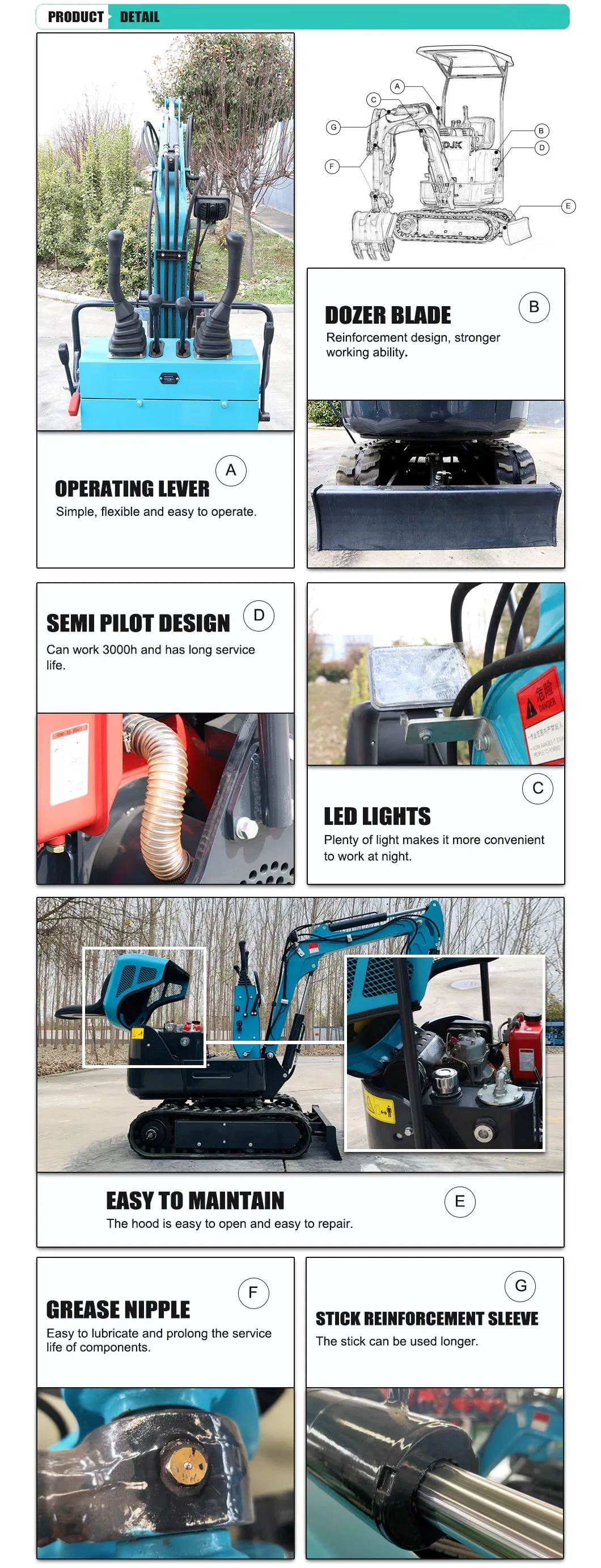 Hot Sale 1t Mini Excavator Machine, Small Garden Digger with Beautiful Appearance