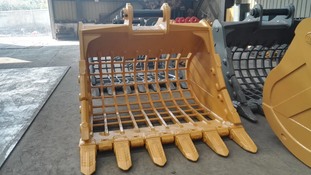 Hot Sale Skid Steer Loader Attachment Skeleton Rake Bucket on Mini Digger
