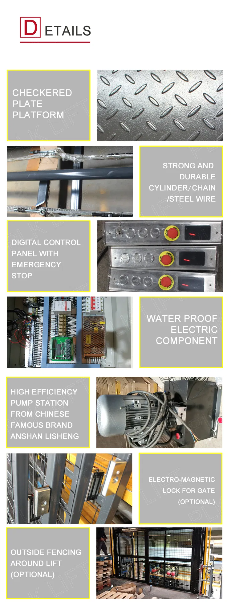 Hydraulic 6000kg Hydraulic Safety Cargo Lift for Warehouse