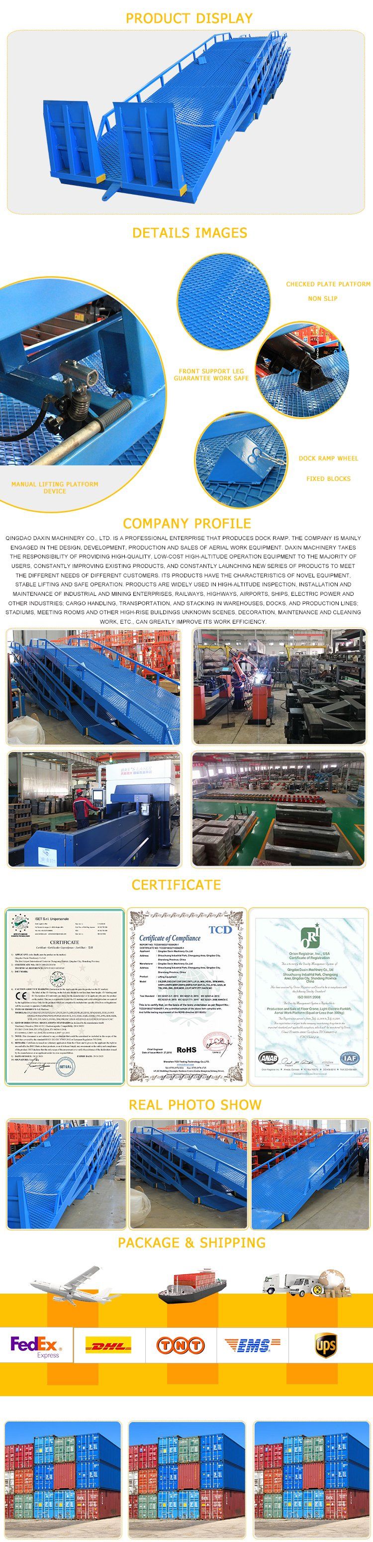 Hydraulic Driven Mobile Dock Yard Ramp for Logistics&Container