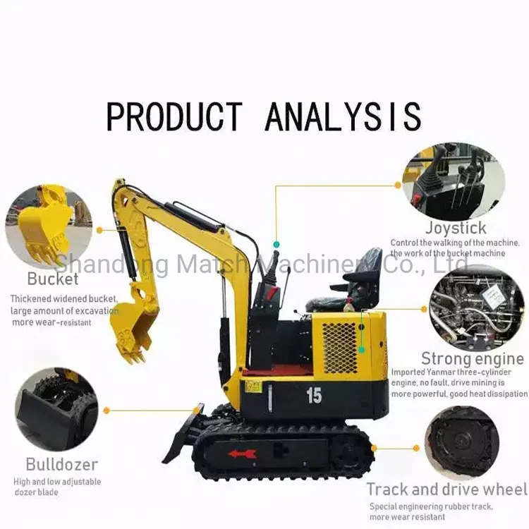 Hydraulic Mini Excavator 1500kg with Breaker, Auger, Ripper, Gripper