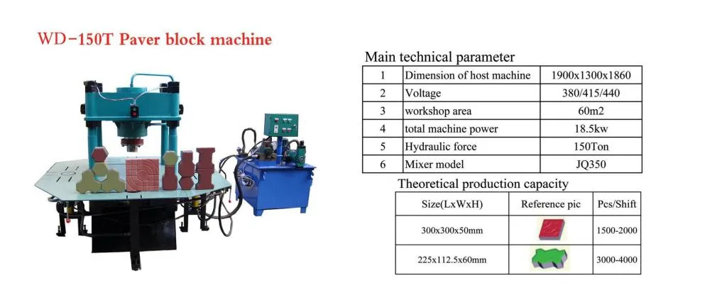 Hydraulic Paver Block Making Machine Wd-150t No Vibration Solid Paver Brick Making Machine for Sale