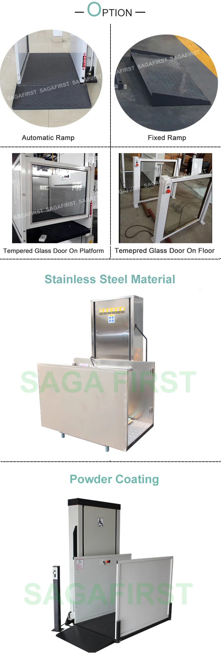 Indoor Aluminum Elderly Home Elevator 3m Wheelchair Lift