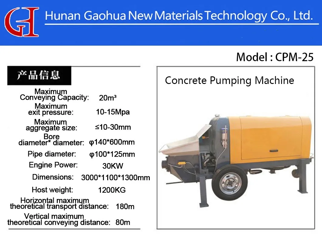 Mobile Concrete Spraying Pump Machine with Diesel Pump for Construction
