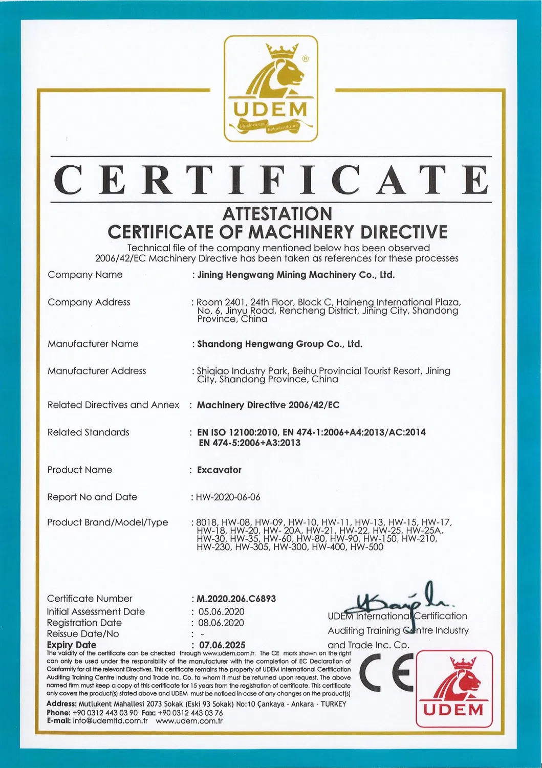 New Digger Machine Mini Excavator 6 Ton