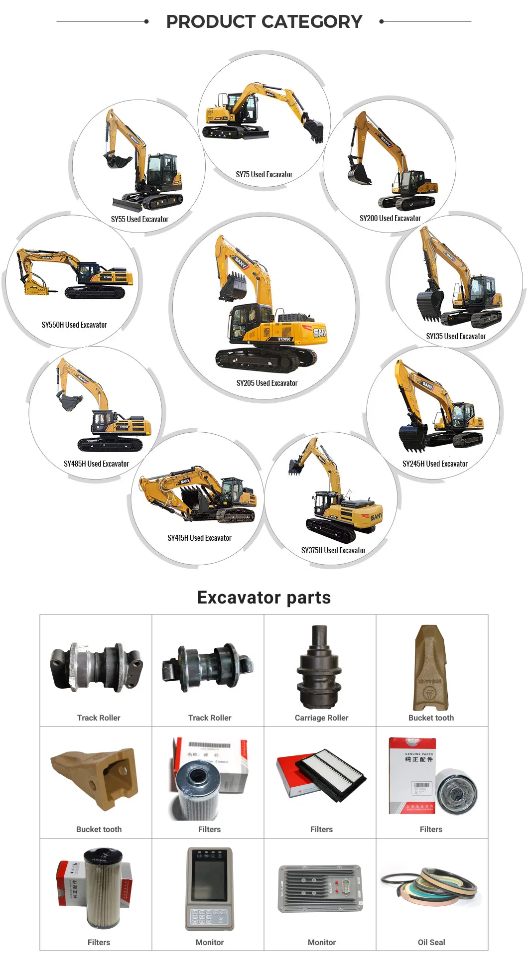 Prospective New Second Hand High Operating Efficiency 21.5ton Hydraulic Crawler Excavator Sy205 with Strong Structure