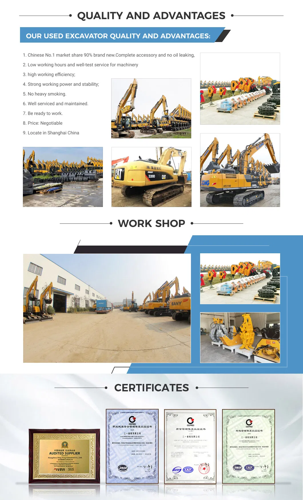 Prospective New Second Hand Multiple Use Medium-Sized Crawler Digging Excavator Machine Sy205 with Strong Structure