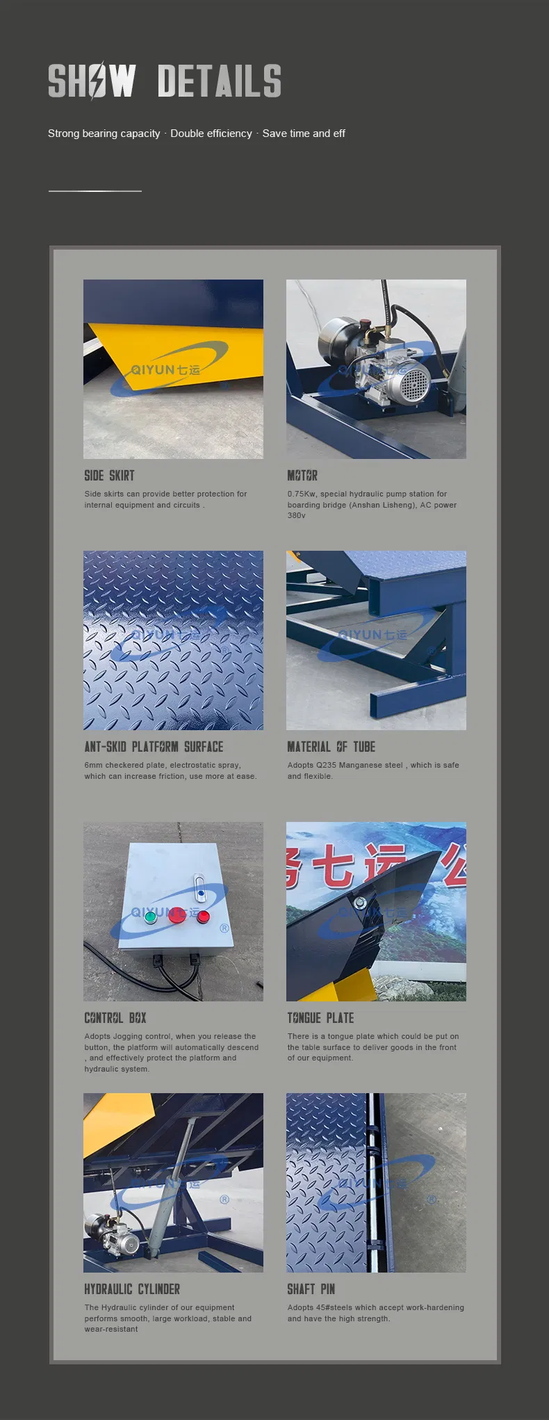 Qiyun CE ISO Stationary 6000kg 8000kg Loading and Loading Platform Logistics Use Dock Leveler with Good Quality