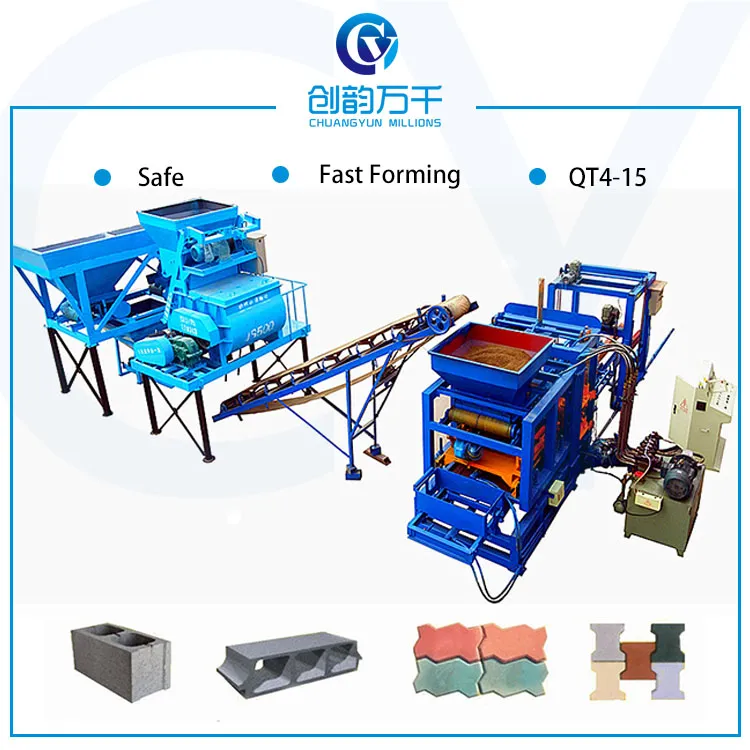 Qt4-15 Concrete Block Machine Manufacturers Cement Brick Block Making Machine in Zambia