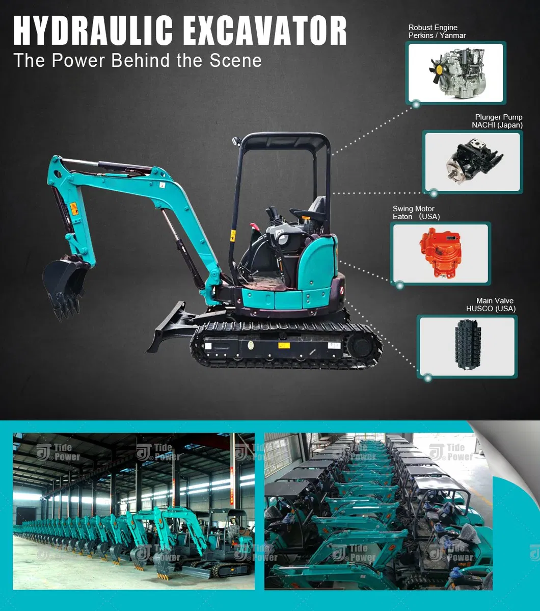 Reliable Mini Excavator, Td25u Tide Mini Excavator, NACHI Swing Motor, Eaton Travel Motor, Rubber Track, Warranty, Ce Approved, Small Excavator
