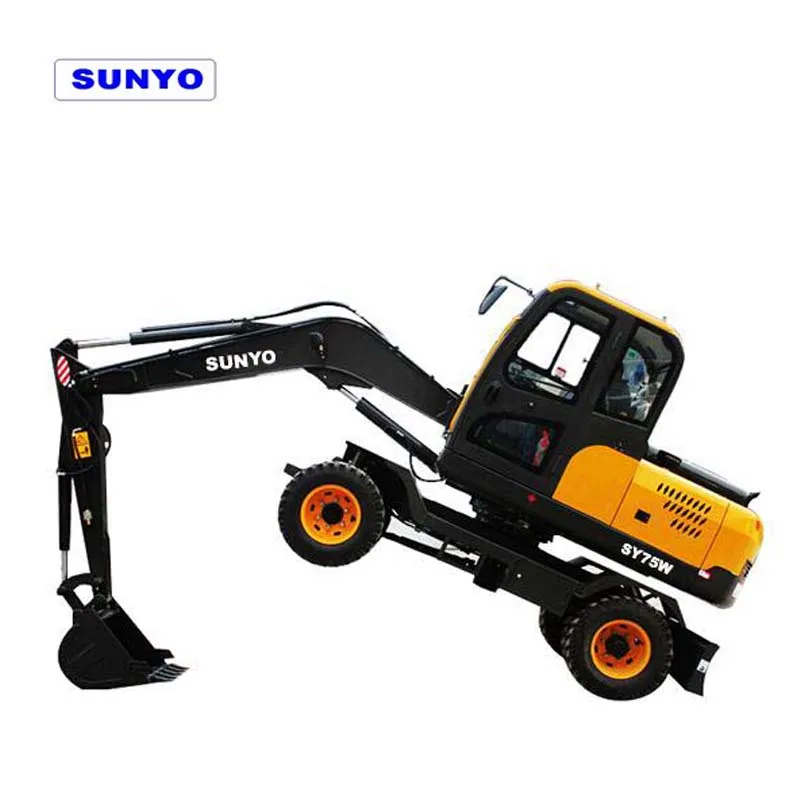 Sunyo Brand Sy75W Model Wheel Excavator Is Hydraulic Excavator as Mini Loaders, Mini Excavators, and Crawler Excavator.