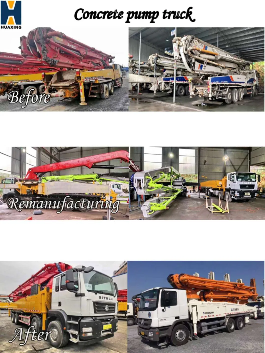 Refurbished Concrete 37m Boom Pump Truck Cost-Effective Concrete Machinery