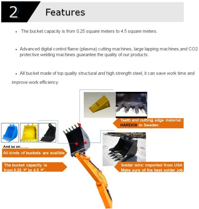 Wholesale Customized Rock Type Excavator Bucket for Komatsu PC300